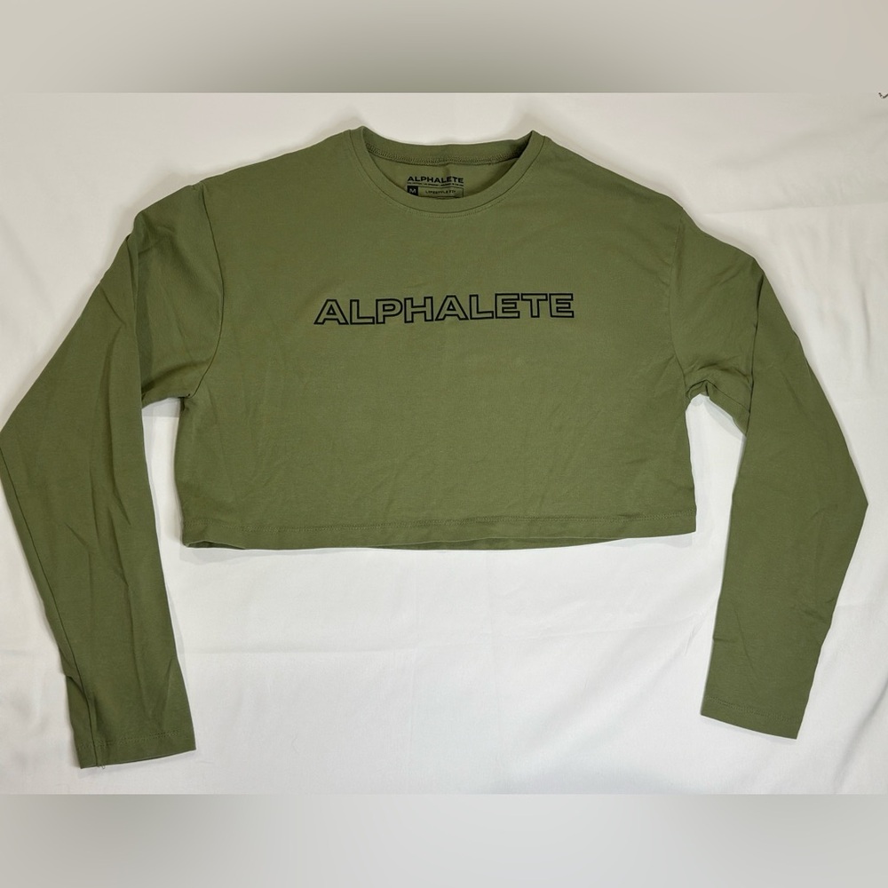 Alphalete Sage Green Long Sleeve Crop Top
